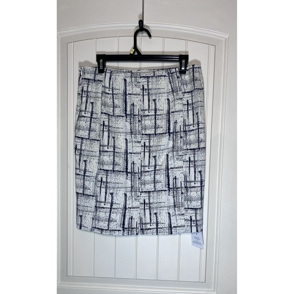NWT‎ M.M.LaFleur Noho 1.0 Skirt Size 10 Cubist Jacquard Ivory Galaxy Blue Casual - Picture 2 of 16
